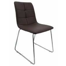 Καρέκλα Δερματίνη Σε Σκούρο Καφέ Χρώμα Και Μεταλλικά Πόδια OEM 767267 42x50x83υψ