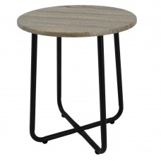 Τραπέζι Βοηθητικό Στρογγυλό Σκούρο Sonoma Ξύλο - Μέταλλο Φ40x45υψ 805181 Ankor