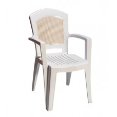 Πλαστική Καρέκλα Αφροδίτη με Πλάτη σε στυλ Ψάθας Λευκή OEM 0137 90x59x51 - 48x46 Καθίσμα 