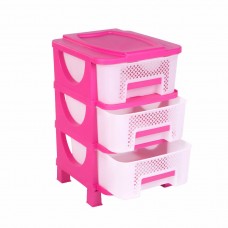 Συρταριέρα Πλαστική 3 Συρτάρια Διάτρητη Ροζ Βέστα Homeplast 38x42x60υψ A00280