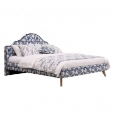 Κρεβάτι Ξύλινο Υπέρδιπλο Επενδεδυμένο Για Στρώμα 160x200εκ Romantic Flower Μπλε 162x202x125υψ Liberta 09-0921