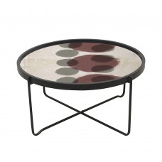 Τραπέζι Σαλονιού Πολύχρωμο Με Σχέδιο - Μαύρο Σκελετό Pink Liberta Φ75x37,5υψ 04-0426
