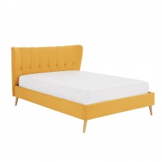 Κρεβάτι Επενδεδυμένο Υπέρδιπλο Για Στρώμα 160x200εκ Κίτρινο Button Liberta 222x193x100υψ 09-1073
