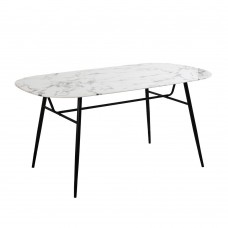 Τραπέζι Γυαλί - Μέταλλο Λευκό Με Όψη Μαρμάρου Marm Bianca Liberta 160x90x76,5υψ 02-0375