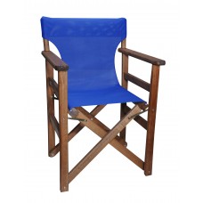 Πολυθρόνα - Καρέκλα Σκηνοθέτη Φουρνιστή Οξιά Πτυσσόμενη Καρυδί Χρώμα Μπλε Διάτρητο Pvc 57x52x86υψ Κατ' Εξοχήν 77014