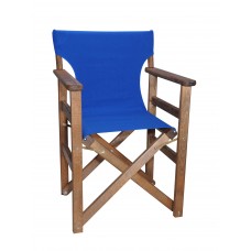 Πολυθρόνα - Καρέκλα Σκηνοθέτη Φουρνιστή Οξιά Πτυσσόμενη Καρυδί Χρώμα Μπλε Καραβόπανο 57x52x86υψ Κατ' Εξοχήν 77013