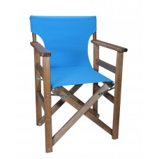 Πολυθρόνα - Καρέκλα Σκηνοθέτη Φουρνιστή Οξιά Πτυσσόμενη Καρυδί Χρώμα Γαλάζιο Καραβόπανο 57x52x86υψ Κατ' Εξοχήν 77013