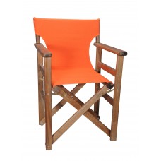 Πολυθρόνα - Καρέκλα Σκηνοθέτη Φουρνιστή Οξιά Πτυσσόμενη Καρυδί Χρώμα Πορτοκαλί Καραβόπανο 57x52x86υψ Κατ' Εξοχήν 77013