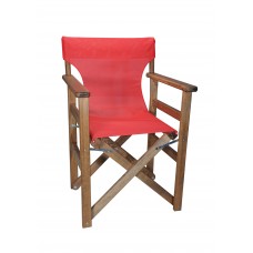 Πολυθρόνα - Καρέκλα Σκηνοθέτη Φουρνιστή Οξιά Πτυσσόμενη Καρυδί Χρώμα Κόκκινο Διάτρητο Pvc 57x52x86υψ Κατ' Εξοχήν 77014