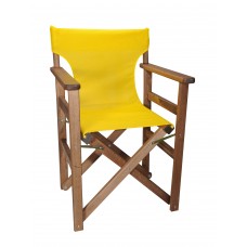 Πολυθρόνα - Καρέκλα Σκηνοθέτη Φουρνιστή Οξιά Πτυσσόμενη Καρυδί Χρώμα Κίτρινο Διάτρητο Pvc 57x52x86υψ Κατ' Εξοχήν 77014