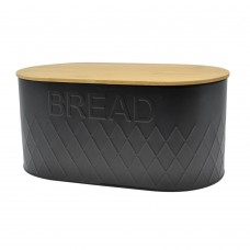 Ψωμιέρα Μεταλλική Μαύρη Bread Μπαμπού Καπάκι 33,5x17,6x15υψ 817078 Ankor