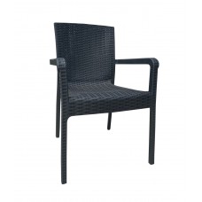 Καρέκλα Πλαστική Δίας Rattan Μαύρη Ελληνικής Κατασκευής 58x54x86υψ