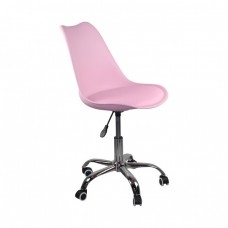 Καρέκλα Γραφείου Χρώμιο PP Ροζ, Κάθισμα : Pu Ροζ Μονταρισμένη Ταπετσαρία MARTIN Woodwell 51x55x81/91υψ 23138 ΕΟ201,8W