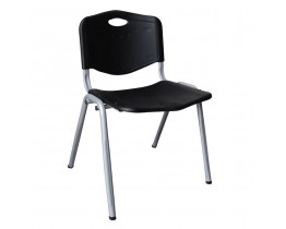 Καρέκλα Στοιβαζόμενη Μέταλλο Βαφή Silver, PP Μαύρο STUDY Woodwell 53x55x77υψ 14738 ΕΟ549,1
