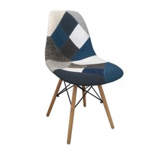 Καρέκλα Ξύλο - PP Ύφασμα Patchwork Blue ART Wood Woodwell 47x52x84υψ 20465ΕΜ123,83