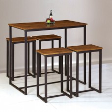 Τραπέζι + 4 Σκαμπώ, Μέταλλο Βαφή Σκούρο Καφέ - Καρυδί HENRY Set Bar Woodwell 19771ΕΜ9795 Τραπ.100x60X86+Σκαμπω.40x30x60υψ