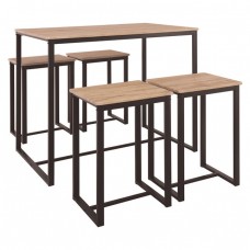 Τραπέζι + 4 Σκαμπώ, Μέταλλο Βαφή Σκούρο Καφέ - Sonoma HENRY Set Bar Woodwell 21425ΕΜ9795,1 Τρ.100x60X86+Σκ.40x30x60υψ