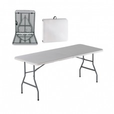 Blow Τραπέζι Συνεδρίου - Catering Πτυσσόμενο (Βαλίτσα), Μέταλλο Βαφή Γκρι, HDPE Άσπρο Woodwell 180x74x74υψ 16579