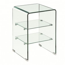 GLASSER Κομοδίνο Clear 2 Ράφια - Γυαλί 10mm / 5mm 40x40x60υψ Woodwell 20209 ΕΜ729,1