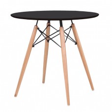 ART Wood Tραπέζι, Πόδια Οξιά Φυσικό, Επιφάνεια MDF Μαύρο Φ80cm H.74cm Woodwell 15755 Ε7083,2 
