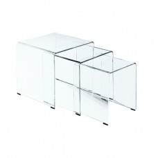 GLASSER Set 3 Βοηθητικά Τραπεζάκια, Διάφανο Γυαλί 10m 42x42x42/36x36x39/30x30x36υψ Woodwell 18828 ΕΜ725,1 