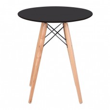 ART Wood Tραπέζι, Πόδια Οξιά Φυσικό, Επιφάνεια MDF Μαύρο Φ60cm H.70cm Woodwell 15753 Ε7082,2 