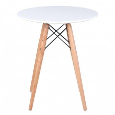 ART Wood Tραπέζι, Πόδια Οξιά Φυσικό, Επιφάνεια MDF Άσπρο Φ60cm H.70cm Woodwell 15754 Ε7082,1 