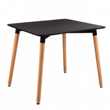ART Τραπέζι Τραπεζαρίας Μαύρο MDF, Πόδια Οξιά Φυσικό 80x80 H.73cm Woodwell 13685 Ε7087,2 