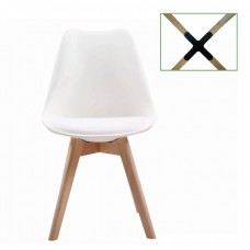 MARTIN Καρέκλα Metal Cross Ξύλο, PP Άσπρο, Μονταρισμένη Ταπετσαρία 49x56x82υψ Woodwell 18530 ΕΜ136,10 