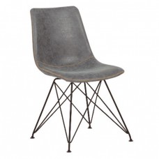 PANTON Καρέκλα Μέταλλο Βαφή Μαύρη, PU Vintage Grey 43x57x81υψ Woodwell 19521 ΕΜ777,1 