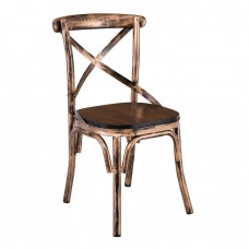 MARLIN Wood Καρέκλα Dark Oak, Μέταλλο Βαφή Black Gold 52x51x86υψ Woodwell 25012 Ε5160,2 