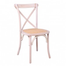 DESTINY Καρέκλα Τραπεζαρίας Οξιά Απόχρωση Decape Άσπρο, Κάθισμα Ψάθα, Στοιβαζόμενη 48x52x89υψ Woodwell 24504 Ε7020,4 