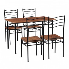 IVAR Set Τραπεζαρία Σαλονιού Κουζίνας: Τραπέζι + 4 Καρέκλες Μέταλλο Βαφή Μαύρο, Καρυδί Τρ.120x70x74υψ / Καρ.40x40x88υψ Woodwell 22640 ΕΜ9789