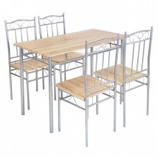 LUTON Set Τραπεζαρία Σαλονιού Κουζίνας: Τραπέζι + 4 Καρέκλες Μέταλλο Βαφή Silver, Sonoma Τρ.120x70x74υψ / Καρ.40x40x90υψ Woodwell 24656 ΕΜ9787,1