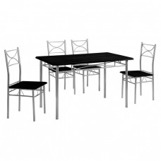 LORETO Set Τραπεζαρία Σαλονιού Κουζίνας: Τραπέζι + 4 Καρέκλες Μέταλλο Βαφή Silver, Wenge Τρ.120x70x74υψ / Καρ.40x40x90υψ Woodwell 24657 ΕΜ9792,1