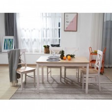 DAILY Set Τραπεζαρία Ξύλινη Σαλονιού - Κουζίνας: Τραπέζι + 4 Καρέκλες / Άσπρο - Φυσικό Table:118x74x73υψ Chair:43x48x94υψ Woodwell 20953 Ε783,2S 