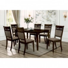 DEBORA Set Τραπεζαρία Σαλονιού Ξύλινη: Τραπέζι + 6 Καρέκλες Σκούρο Καρυδί -Ύφασμα Καφέ Table: 160x90x76υψ / Chair: 45x49x100υψ Woodwell 24528 Ε810,S
