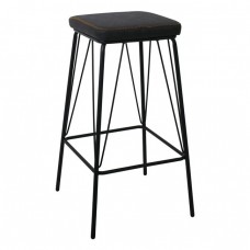 PANTON Σκαμπό BAR, Μέταλλο Βαφή Μαύρο, PU Απόχρωση Vintage Black 43x43x76υψ Woodwell 20304 ΕΜ779,3