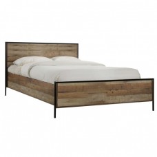 PALLET Κρεβάτι Διπλό, για Στρώμα 160x200cm, Μέταλλο Βαφή Μαύρο, Antique Oak 167x204x100υψ Woodwell 18550 Ε8431