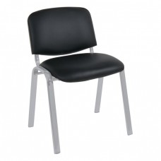 SIGMA Καρέκλα Στοιβαζόμενη Γραφείου Επισκέπτη, Μέταλλο Βαφή Silver, PVC Μαύρο 55x60x79cm / Σωλ.35x16/1mm Woodwell 24118 ΕΟ550,12W