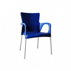 LARA Πολυθρόνα Dining Στοιβαζόμενη, ALU Silver, PP - UV Protection Απόχρωση Μπλε 60x52x85υψ Woodwell 14248 Ε306,6