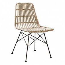 SALSA Καρέκλα Κήπου Βεράντας Μέταλλο Βαφή Μαύρο, Wicker Φυσικό 48x59x80υψ Woodwell 20180 Ε241,1