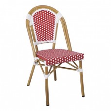 PARIS Καρέκλα Bistro, Αλουμίνιο Φυσικό, Wicker Άσπρο - Κόκκινο, Στοιβαζόμενη 46x54x88υψ Woodwell 23781 Ε291,2