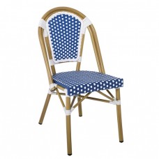 PARIS Καρέκλα Bistro, Αλουμίνιο Φυσικό, Wicker Άσπρο - Μπλε, Στοιβαζόμενη 46x54x88υψ Woodwell 23782 Ε291,3