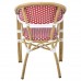 PARIS Πολυθρόνα Dining Αλουμίνιο Φυσικό, Wicker Άσπρο - Κόκκινο, Στοιβαζόμενη 57x59x84υψ Woodwell 24032 Ε258,4