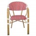 PARIS Πολυθρόνα Dining Αλουμίνιο Φυσικό, Wicker Άσπρο - Κόκκινο, Στοιβαζόμενη 57x59x84υψ Woodwell 24032 Ε258,4
