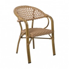 VEGERA Rattan Πολυθρόνα Dining Αλουμίνιο Φυσικό, Wicker Φυσικό, Στοιβαζόμενη 57x59x84υψ Woodwell 20108 Ε2580