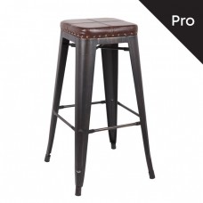 RELIX Σκαμπό Bar-Pro, Μέταλλο Βαφή Antique Black, Pu Σκούρο Καφέ 43x43x78υψ Woodwell 18539 Ε5190P,10