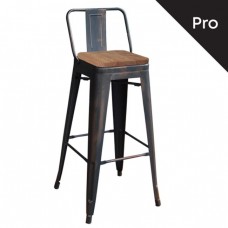 RELIX Wood Σκαμπό Bar-Pro με Πλάτη, Μέταλλο Βαφή Antique Black, Απόχρωση Ξύλου Dark Oak 44x44x75/100υψ Woodwell 17185 Ε5208,10 