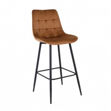 MYRIAM Σκαμπό BAR, Μέταλλο Βαφή Μαύρο, Ύφασμα Velure Camel48x56x73/107cm Woodwell 26512 ΕΜ7916,4